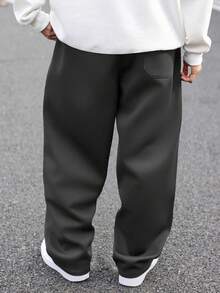 Manfinity Hypemode Men's Plus Size Fashion Solid Color Pocket Casual Loose Sweatpants - Dark Grey - View 2