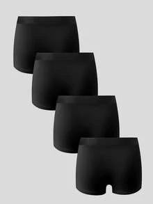 SHEIN Calzoncillos bóxer sin costuras de unicolor minimalista para hombres - Negro - Ver 2