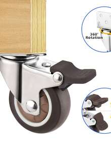 Four L-Shaped Swivel Wheels, 1.25-Inch, For Flower Stand Tables, Moving Wheels, Silent Casters, And Crib Curtain Rollers (Two With Brakes + Two Without Brakes). - multicolor - View 9