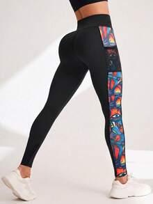 Easithlete Easithlete Pantaloni sportivi slim fit da donna con motivo stampato laterale - nero - Visualizzare 2