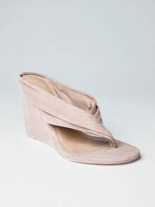 Hauture Women's Comfortable, Thong Wedge Sandals - Apricot - View 5