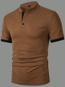 Manfinity Homme 男士夏季 Polo 衫，成熟休閒風 - 棕色 - 查看 5