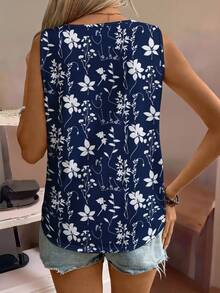 Breezaya 大尺碼女款方領背心上衣，休閒度假花卉圖案 - 彩色 - 查看 2
