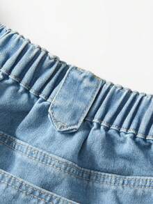 GlowEve CURVE Pantaloncini in denim casual con perline per donne taglie forti - Blu lavato medio - Visualizzare 4