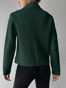 EURMUSE Women's Solid Color Single-Breasted Drop Shoulder Long Sleeve Knit Cardigan,Petite Cardigans,Cardigans - Green - View 2