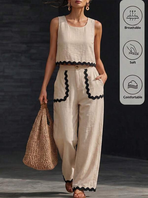 SHEIN PETITE Women Two Pieces Outfits For Daily Wear