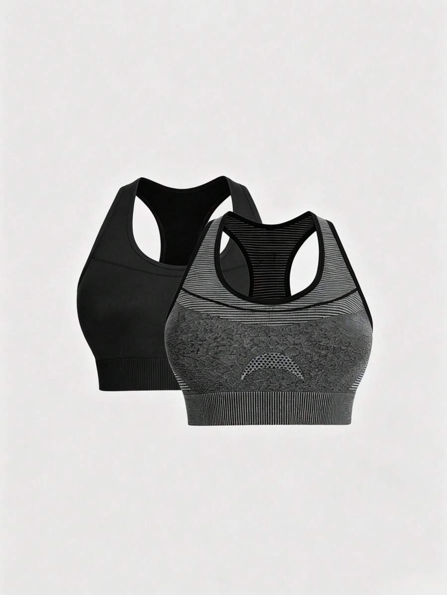 Sweetra CURVE 2pcs Knit Activewear Top & Tank, Fitted Tank, Fitness Tank, Seamless Plus Size Tank Sports - Multicolor - View 1