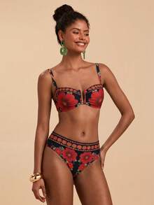 Travachic Set Baju Renang Wanita Motif Bunga untuk Liburan Pantai - MultiWarna - View 3