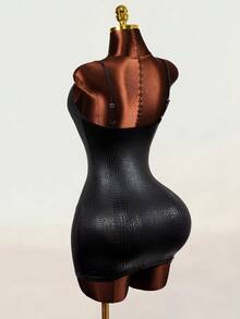 Mistrie Sexy Black Spaghetti Strap Bodycon Mini Dress - Black - View 6