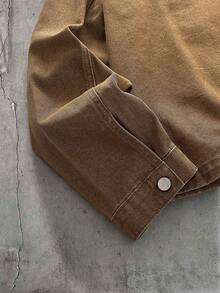 AXEPEAK Chaqueta casual de bloques de color lavada para hombre - Caqui - Ver 5