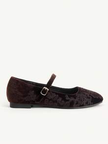 CUCCOO CHICEST 女款花卉刺繡棕色平底鞋 優雅復古新中式風格 - 咖啡棕 - 查看 5