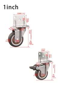 Four L-Shaped Swivel Wheels, 1.25-Inch, For Flower Stand Tables, Moving Wheels, Silent Casters, And Crib Curtain Rollers (Two With Brakes + Two Without Brakes). - multicolor - View 3