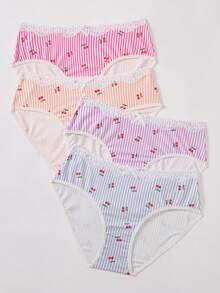 Snug Zone 4pcs Lace Patchwork Triangle Panties - Multicolor - View 3