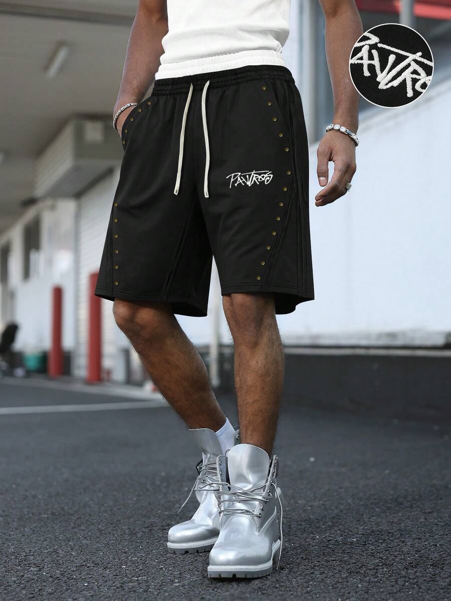 Manfinity Roghcode Herrshorts för sommaren i casual stil med färgblock och midjeband - Svart - Visa 1