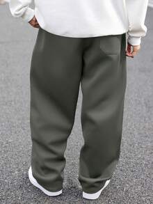 Manfinity Hypemode Men's Plus Size Casual Versatile Solid Color Sweatpants - Light Grey - View 2