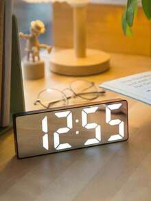 Teckwe LED Digital Alarm Clock, Adjustable Volume, And Night Light Function, Suitable For Both Children And Adults. With A Modern Style Desktop Design And Automatic Dimming Function, It Boasts Large Digital Display, Making It Ideal For Bedrooms And Living Rooms. This Product Does Not Include Dry Batteries And Requires Separate Purchase - Black box white text - View 7