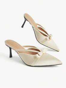 CUCCOO CHICEST Giày cao gót nữ đính nơ - Màu be - Xem 4