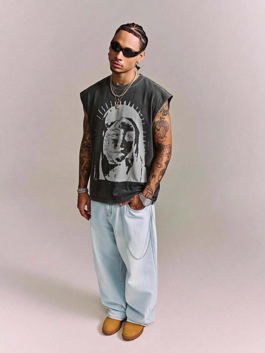 CRAVYNX Men's Casual Crew Neck Everyday Wear Washed Top, Holiday