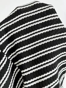SHEIN 孕婦可調腰圍條紋側開衩下擺休閒裙 - 黑與白 - 查看 7