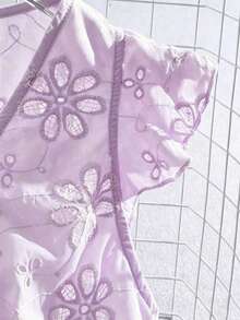 GlowEve 女款刺繡布料鏤空度假襯衫 - 淡紫色 - 查看 5