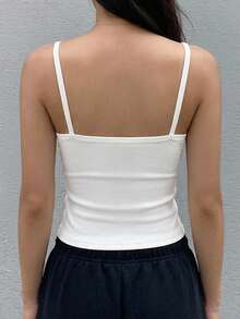 DAZY Top casual de verano de unicolor con botones delanteros y tirantes - Blanco - Ver 2