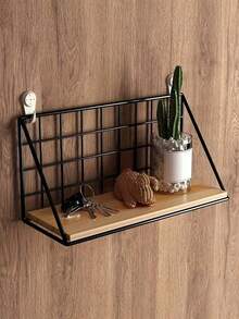 Set Rak Penyimpanan Gantung Dinding Tiga Buah, Rak Gantung Dinding Dekoratif dari Besi dan Kayu dengan Kait, Cocok untuk Pintu Masuk dan Penyimpanan Dinding, Unit Penyimpanan Rumah, Rak Gantung Dinding Sederhana, Rak Gantung Dinding Kayu dengan Keranjang Penyimpanan, Rak Meja Kamar Mandi dan Toilet, Rak Gantung Kamar Tidur dan Ruang Tamu, Dekorasi Dinding, Dekorasi Rumah, Dekorasi Ruangan, Hadiah Ulang Tahun. - Hitam - View 11