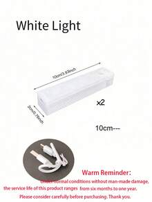 2pcs LED Motion Sensor Light ,Wireless LED Night Light ,Rechargeable Light Cabinet Wardrobe Lamp ,Staircase Backlight For Kitchen - White-2pcs - View 25