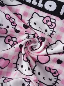 HELLO KITTY AND FRIENDS | SHEIN 女款格紋卡通印花內衣套裝 - 粉色 - 查看 7