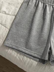 SHEIN 两件套女童Y2K风格黄白条纹配套文胸上衣，饰有3D海星刺绣，采用柔软泡泡质感面料，搭配平角内裤，亲肤舒适，甜美海滩度假风，适合夏季穿着 - 灰色 - 查看 3