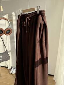 Comfortcana Plus Size Summer Versatile Drawstring Sweatpants Formal Jogging Vacation Chocolate Brown Casual Gym Office Jogging Gym - Brown - View 5