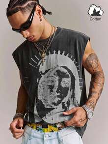CRAVYNX Men's Casual Crew Neck Everyday Wear Washed Top, Holiday - Grey - View 3