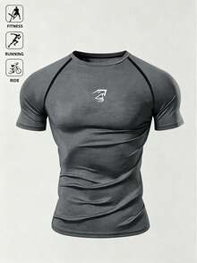 Acti Log Men's Short Sleeve Slim Fit Casual Sports T-Shirt - Grey - View 6