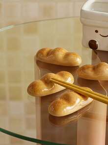 Joivida 1Pc Ceramic Chopstick Rest With Cute Bread Design, Underglaze Color Craft, Creative Tableware Storage, Practical Household Gadget For Placing Chopsticks During Meals, Exquisite Premium Gift Choice, Unique Kitchen Ornament - View 4
