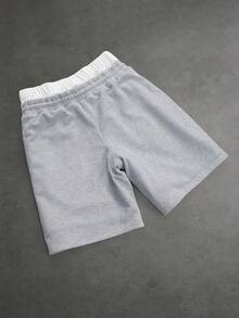 SLATEMANN Men's Letter Embossed Double Layer Drawstring Waist Pocket Casual Shorts - Grey - View 6