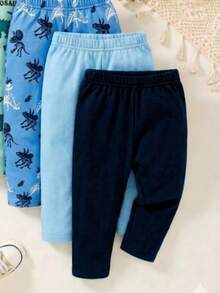 SHEIN 5pcs/Set Baby Boys New Fashion Comfortable Simple Soft Casual Long Pants, Baby Boy Pants Set, - Multicolor - View 4