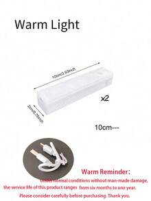 2pcs LED Motion Sensor Light ,Wireless LED Night Light ,Rechargeable Light Cabinet Wardrobe Lamp ,Staircase Backlight For Kitchen - White-2pcs - View 21