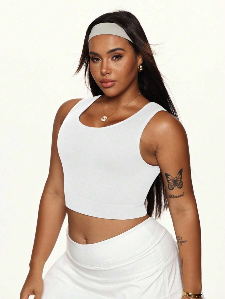 Rhythm Era Plus Size Women's Sexy Back Strap Tank Top - White - View 1