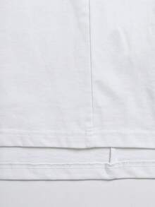 PAVTROS 男士夏季解構白色刺繡寬鬆休閒日常百搭設計短袖T恤上衣 - 白色 - 查看 7