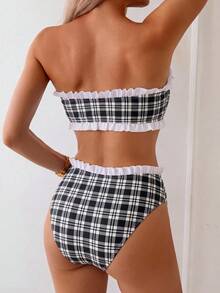 Swim Mod Spring/Summer Hot-Selling Beach Ditsy Floral 2 Pieces Ruffle Bandeau Set - Multicolor - View 2