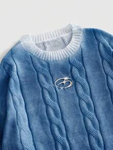 ROMWE MEN Men's Autumn/Winter Casual Gradient Sweater - Blue - View 3