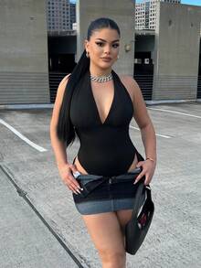 Dayanna Comas 女款四季通用演唱會穿搭 電音節穿搭 祭典外出服 Y2K 海灘度假風 熱帶度假風 黑色V領連身褲 夏季 - 黑色 - 查看 5