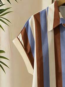 EMERY ROSE Camisa casual de vacaciones con rayas y bolsillo - Multicolor - Ver 5
