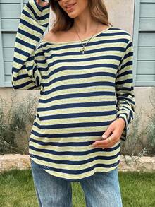 Lyckli Maternity Casual Striped Long Sleeve T-Shirt, Spring/Autumn Fall - Multicolor - View 7