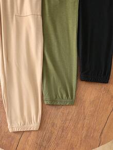 3pcs/Set Boys Summer Casual Solid Color Crew Neck Short Sleeve T-Shirt And Jogger Pants Set, Loose Fit, Multi-Color Options, Suitable For Daily Wear, School Activities, Outdoor Play, Family Gatherings, Photo Shoots - Multicolor - View 5