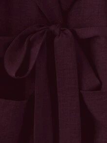GlowEve 女款素色抓皺背心上衣與長褲休閒日常套裝 - 中紫紅色 - 查看 3