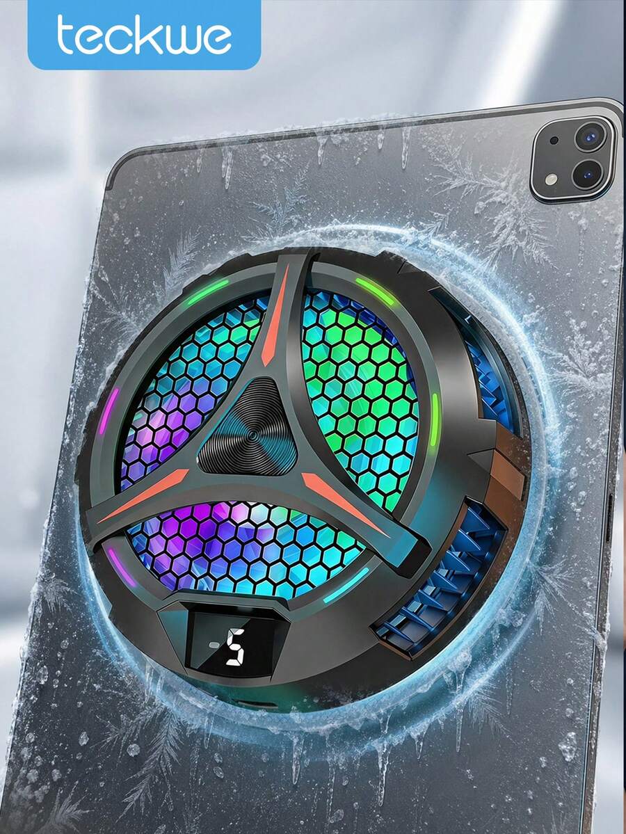 Teckwe Magnetic Semiconductor Phone Tablet Cooler, RGB Digital Display Gaming Radiator, Fast Cooling Portable Magnetic Heat Sink For Mobile Phone Gaming Live Streaming - View 1
