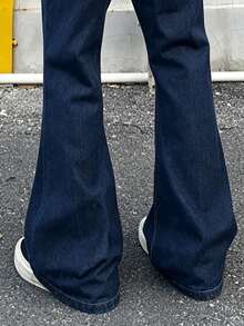 Manfinity EMRG Men's Casual Straight Leg Flare Jeans With Pockets - Dark Wash - View 4