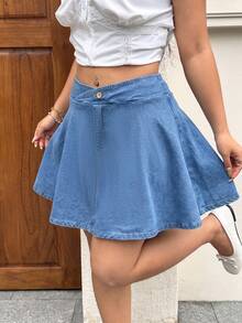 Rivivi Plus Size Women's Summer Casual Fashion Asymmetrical Waist Denim Shorts Formal Light Blue - Medium Wash - View 5