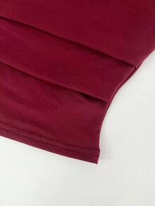 SHEIN 1pc Women Off-Shoulder Solid Color Minimalist Crop Top - Burgundy - View 5