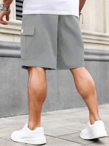 Manfinity Homme Men's Plus Size Summer Casual Solid Color Cargo Shorts - Grey - View 2